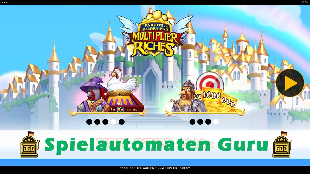 Screenshot der Demo-Version des Spiels Knights of the Golden Egg Multiplier Riches Demo des Spielautomaten Knights of the Golden Egg Multiplier Riches