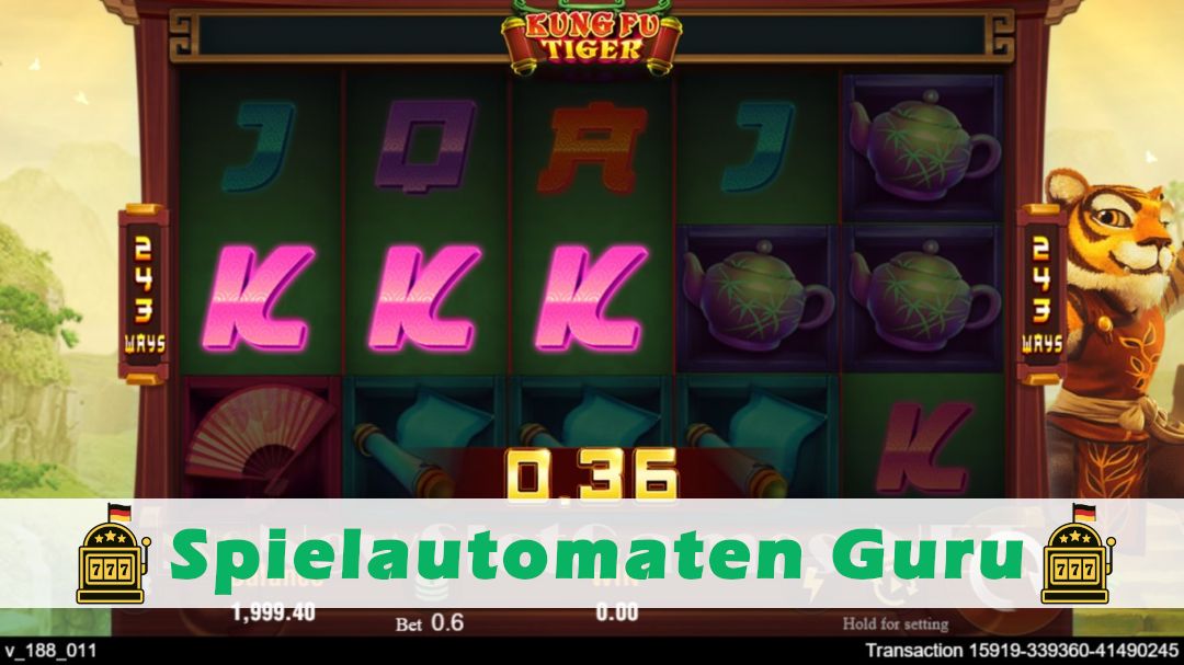 Screenshot der Demo-Version des Spiels Kung Fu Tiger Demo des Spielautomaten Kung Fu Tiger