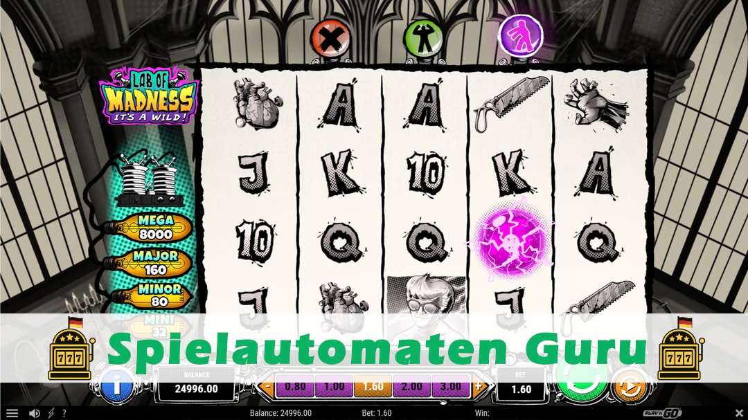 Screenshot der Demo-Version des Spiels Lab of Madness Its A Wild! Demo des Spielautomaten Lab of Madness Its A Wild!