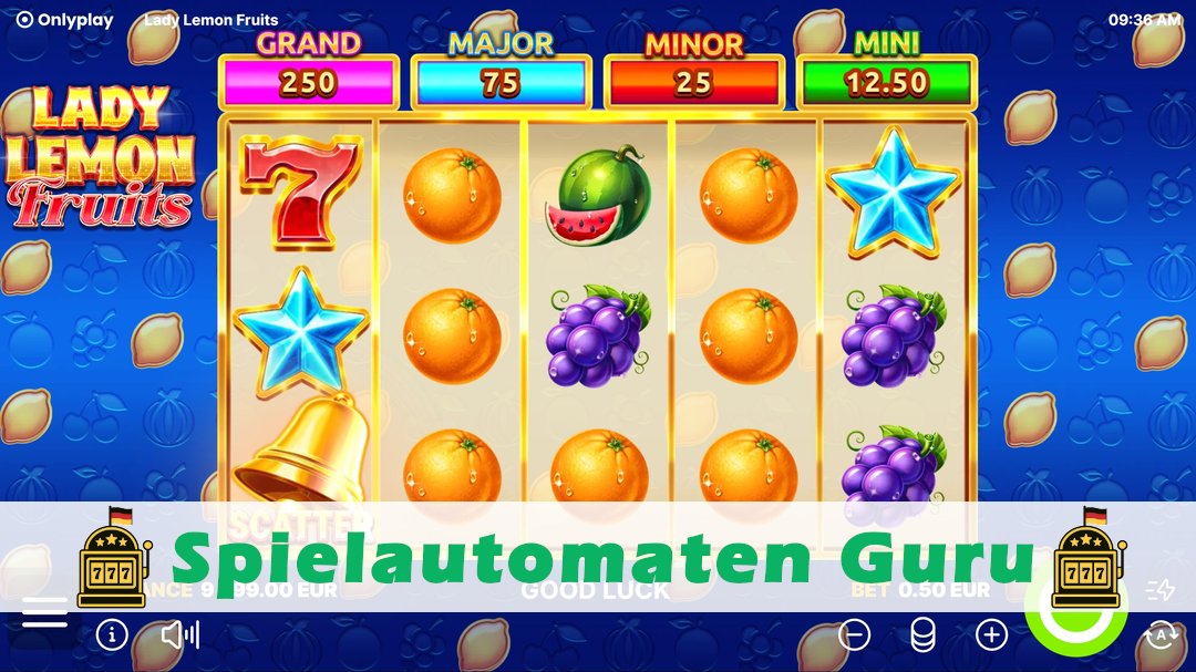 Screenshot der Demo-Version des Spiels Lady Lemon Fruits Demo des Spielautomaten Lady Lemon Fruits
