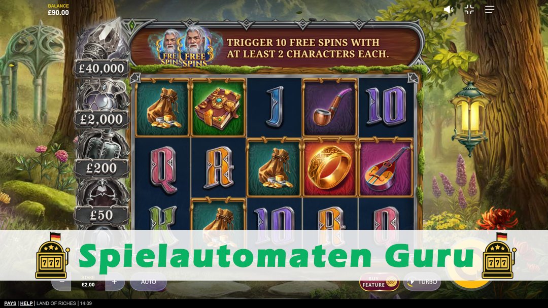 Screenshot der Demo-Version des Spiels Land of Riches Demo des Spielautomaten Land of Riches