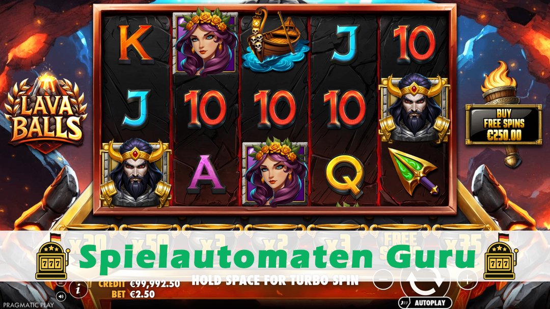 Screenshot der Demo-Version des Spiels Lava Balls Demo des Spielautomaten Lava Balls