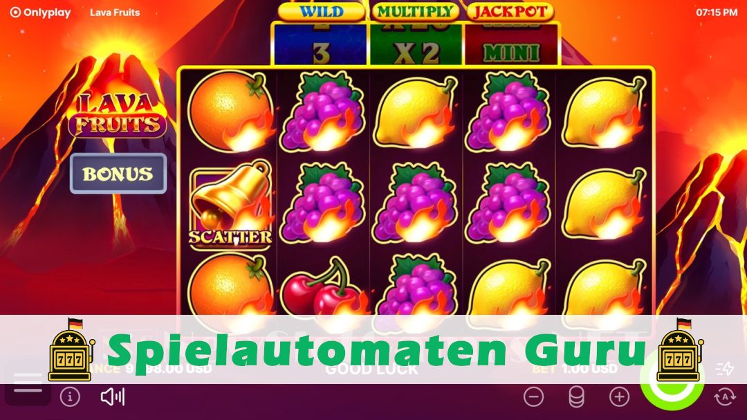 Screenshot der Demo-Version des Spiels Lava Fruits Demo des Spielautomaten Lava Fruits