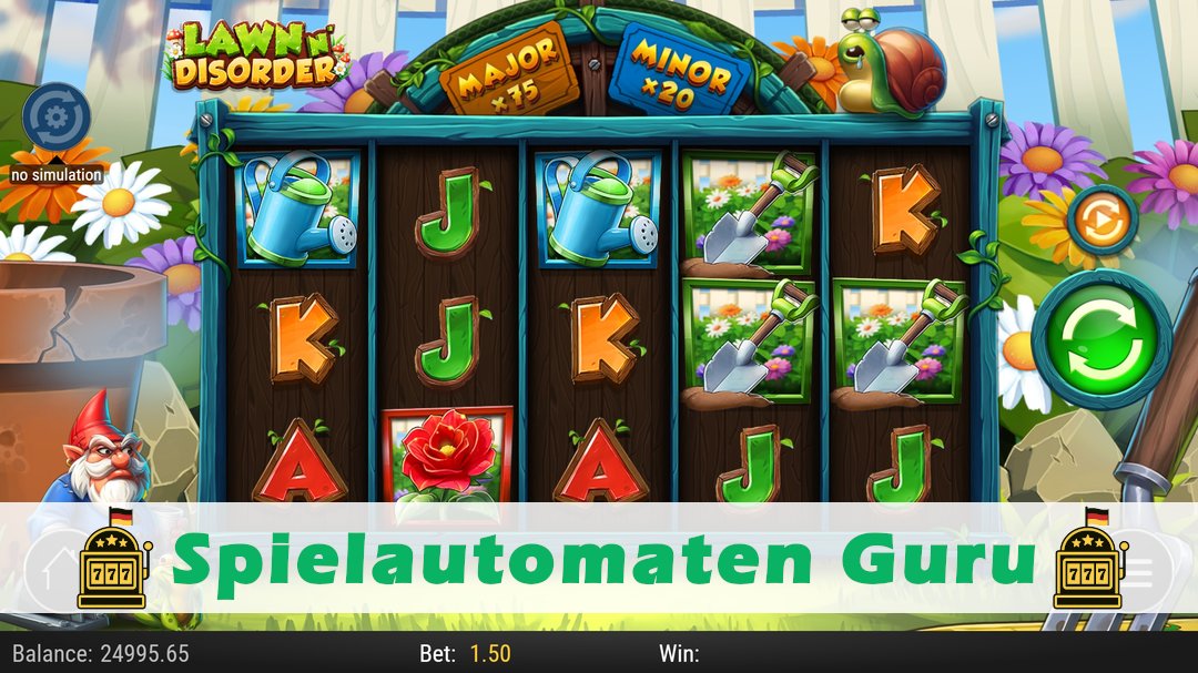 Screenshot der Demo-Version des Spiels Lawn n Disorder Demo des Spielautomaten Lawn n Disorder