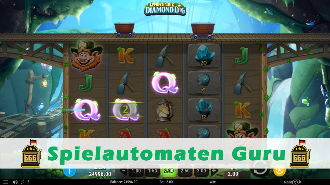 Screenshot der Demo-Version des Spiels Leprechauns Diamond Dig Demo des Spielautomaten Leprechauns Diamond Dig