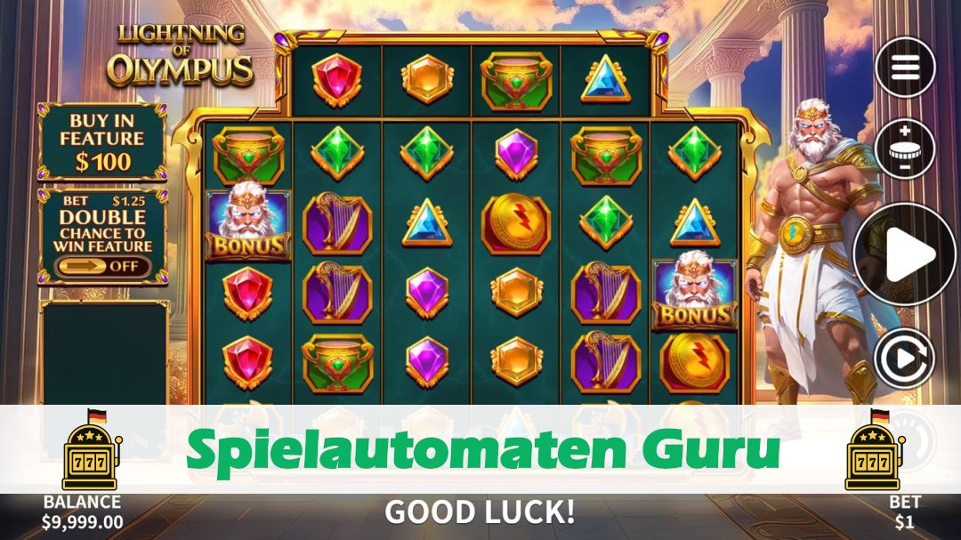 Screenshot der Demo-Version des Spiels Lightning of Olympus Demo des Spielautomaten Lightning of Olympus