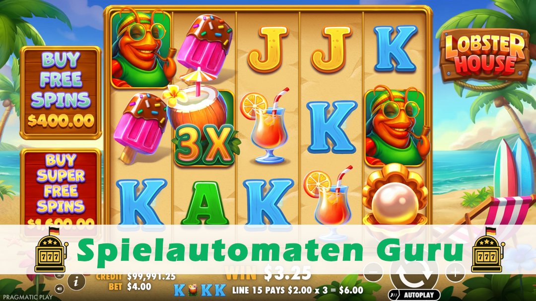 Screenshot der Demo-Version des Spiels Lobster House Demo des Spielautomaten Lobster House