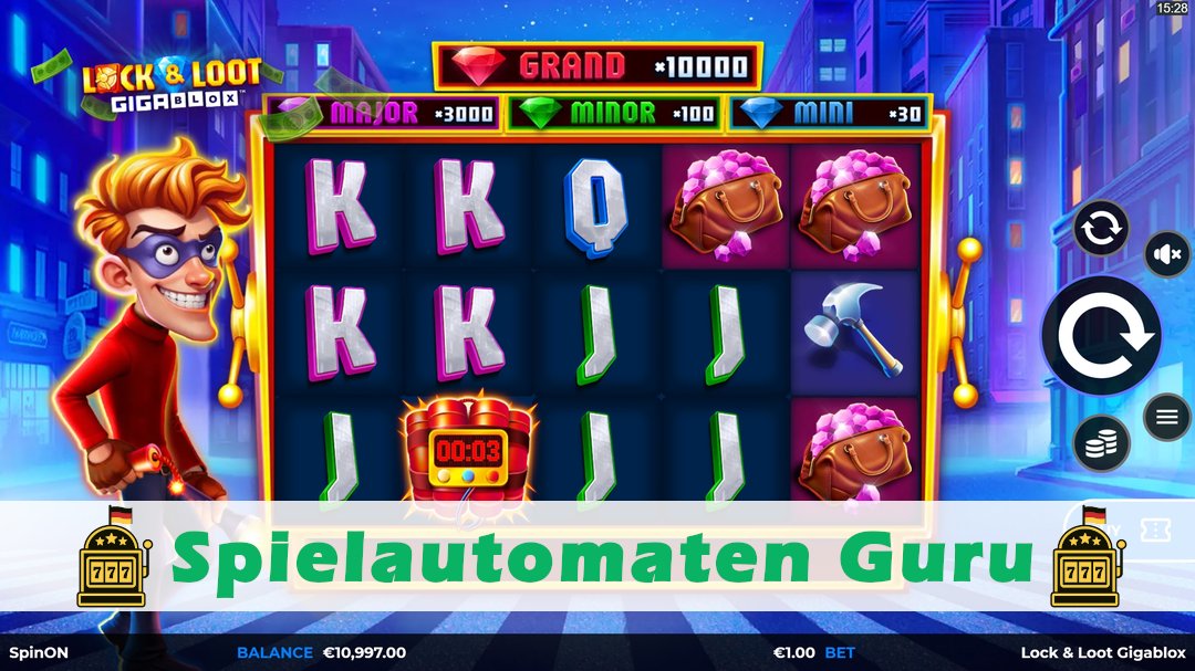 Screenshot der Demo-Version des Spiels Lock & Loot Gigablox Demo des Spielautomaten Lock & Loot Gigablox