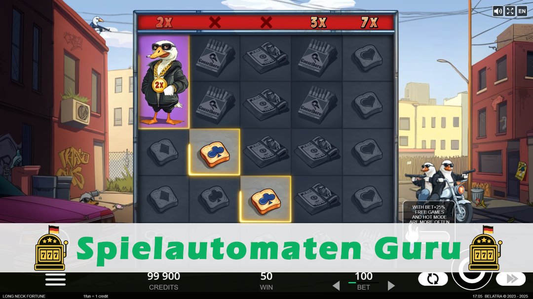 Screenshot der Demo-Version des Spiels Long Neck Fortune Demo des Spielautomaten Long Neck Fortune