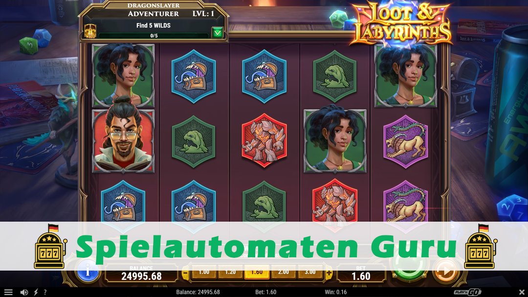 Screenshot der Demo-Version des Spiels Loot & Labyrinths Demo des Spielautomaten Loot & Labyrinths