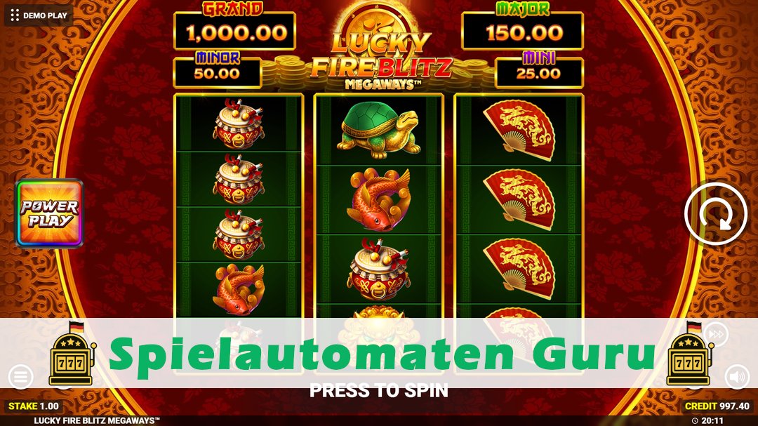 Screenshot der Demo-Version des Spiels Lucky Fire Blitz Megaways Demo des Spielautomaten Lucky Fire Blitz Megaways