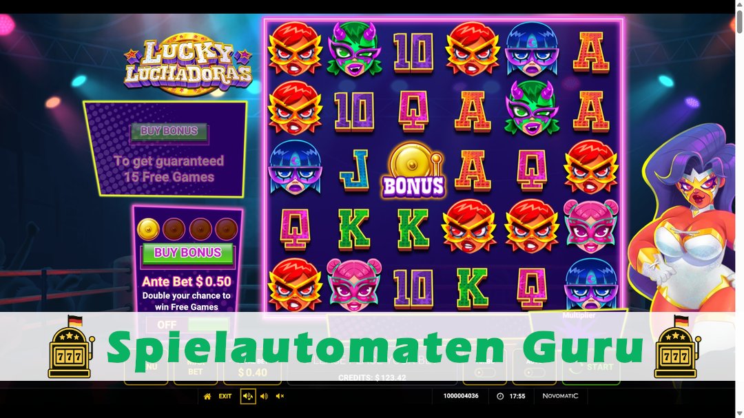 Screenshot der Demo-Version des Spiels Lucky Luchadoras Demo des Spielautomaten Lucky Luchadoras