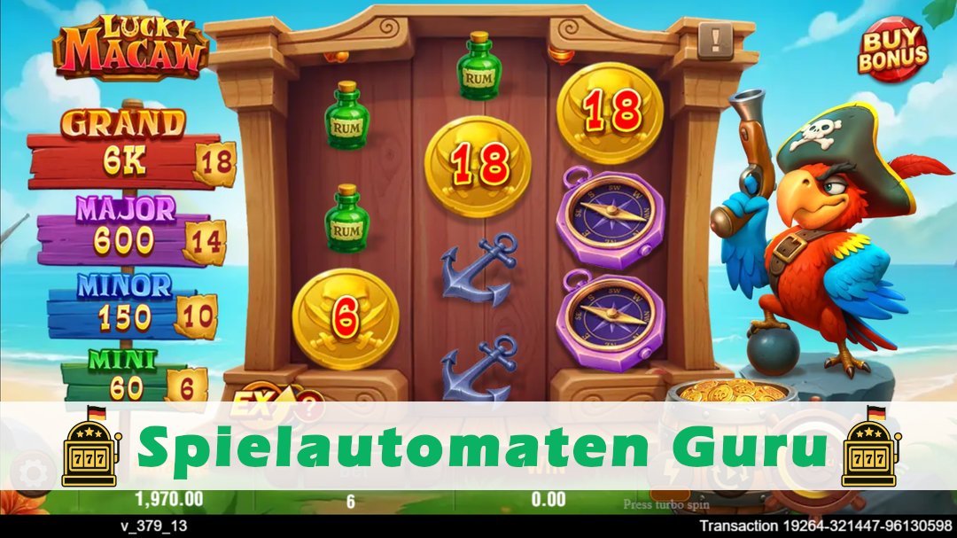 Screenshot der Demo-Version des Spiels Lucky Macaw Demo des Spielautomaten Lucky Macaw