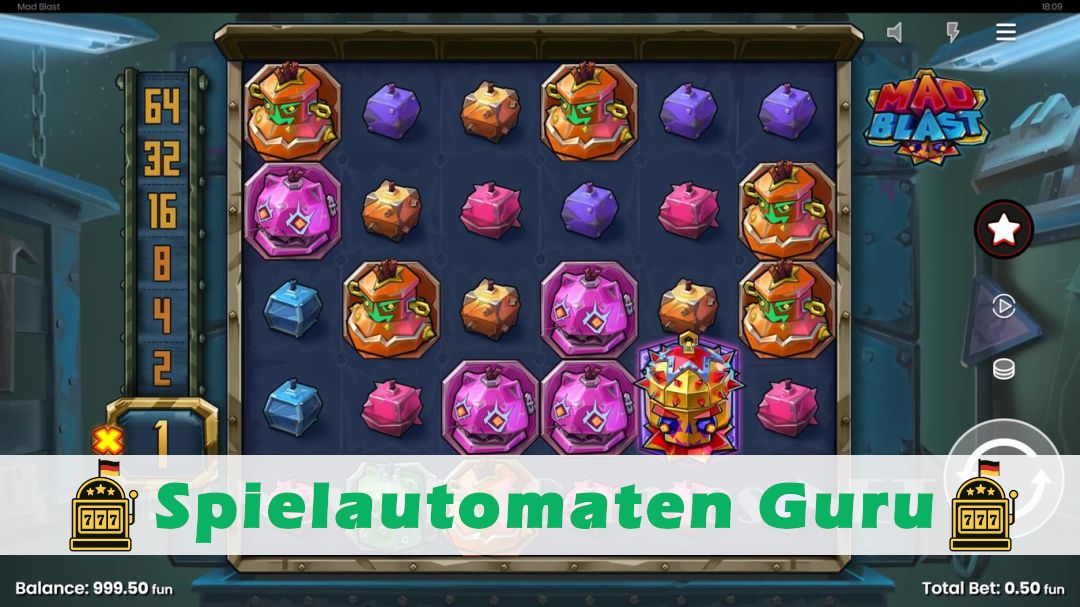Screenshot der Demo-Version des Spiels Mad Blast Demo des Spielautomaten Mad Blast