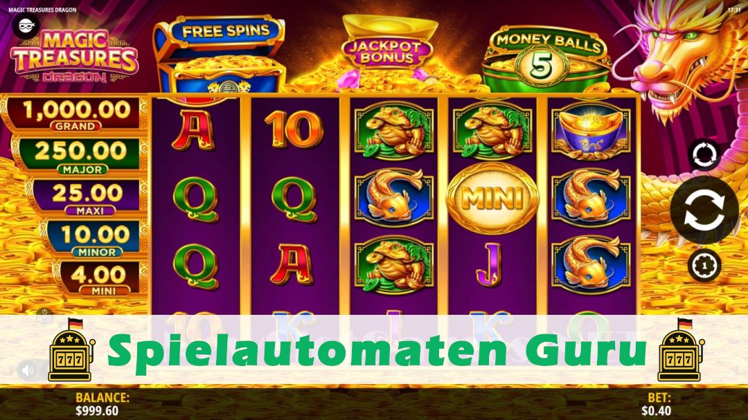 Screenshot der Demo-Version des Spiels Magic Treasures Dragon Demo des Spielautomaten Magic Treasures Dragon