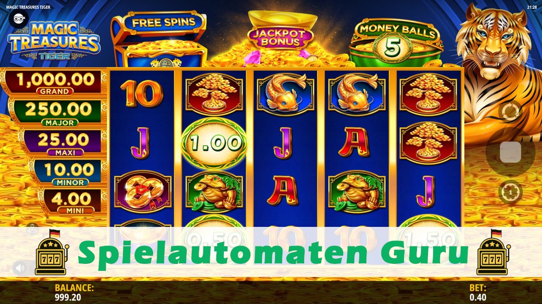 Screenshot der Demo-Version des Spiels Magic Treasures Tiger Demo des Spielautomaten Magic Treasures Tiger