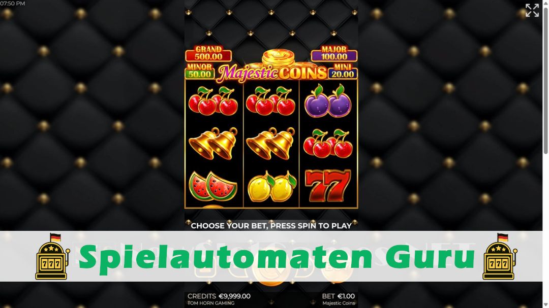 Screenshot der Demo-Version des Spiels Majestic Coins Demo des Spielautomaten Majestic Coins