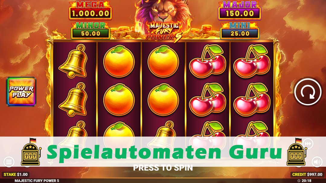Screenshot der Demo-Version des Spiels Majestic Fury Power 5 Demo des Spielautomaten Majestic Fury Power 5