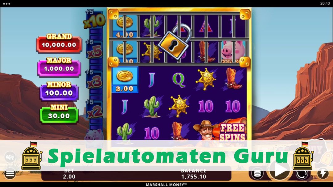 Screenshot der Demo-Version des Spiels Marshall Money Demo des Spielautomaten Marshall Money