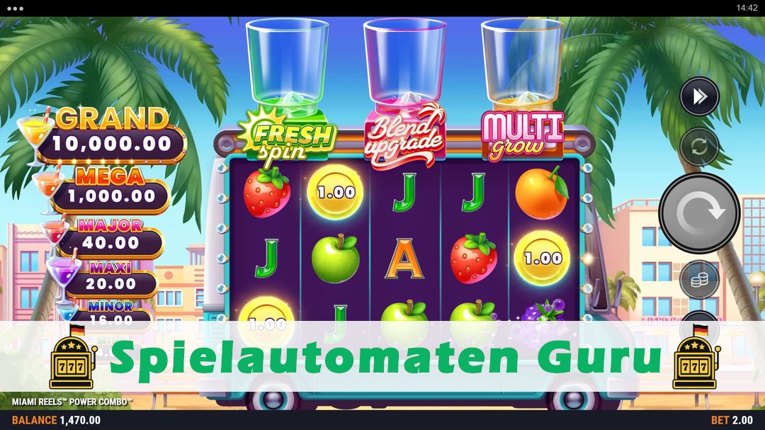 Screenshot der Demo-Version des Spiels Miami Reels Power Combo Demo des Spielautomaten Miami Reels Power Combo