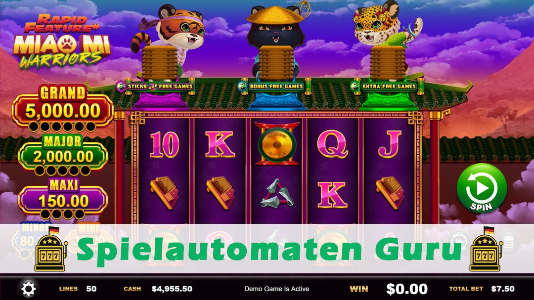 Screenshot der Demo-Version des Spiels Miao Mi Warriors Demo des Spielautomaten Miao Mi Warriors