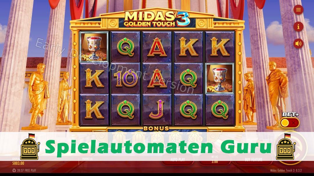Screenshot der Demo-Version des Spiels Midas Golden Touch 3 Demo des Spielautomaten Midas Golden Touch 3