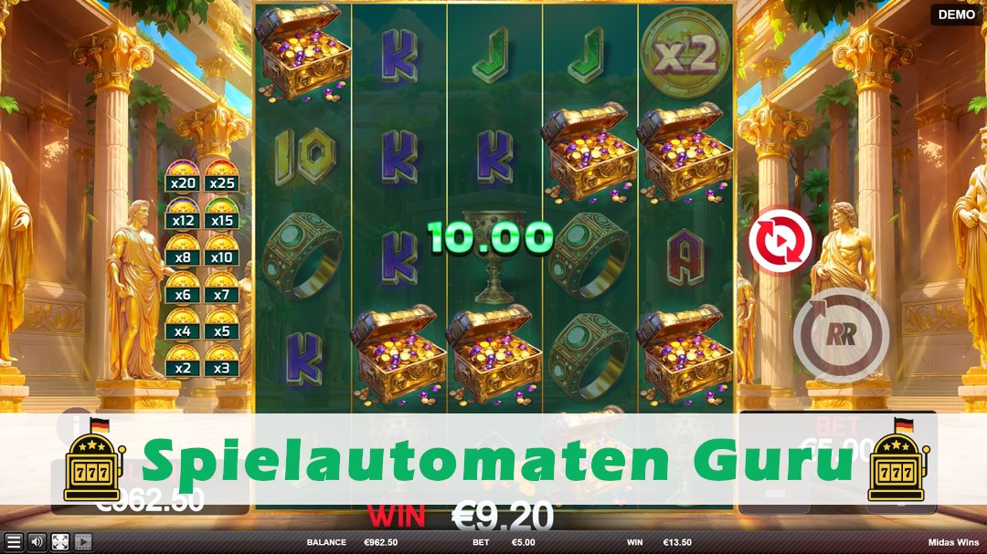 Screenshot der Demo-Version des Spiels Midas Wins Demo des Spielautomaten Midas Wins