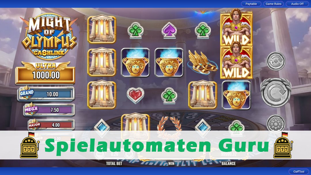 Screenshot der Demo-Version des Spiels Might of Olympus Demo des Spielautomaten Might of Olympus