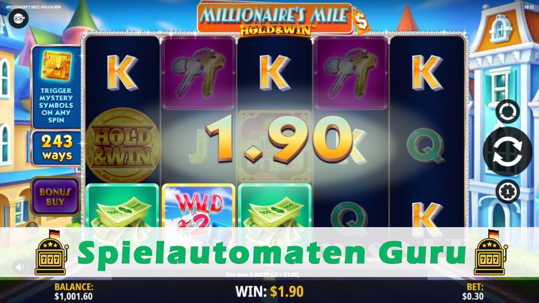 Screenshot der Demo-Version des Spiels Millionaires Mile Hold & Win Demo des Spielautomaten Millionaires Mile Hold & Win
