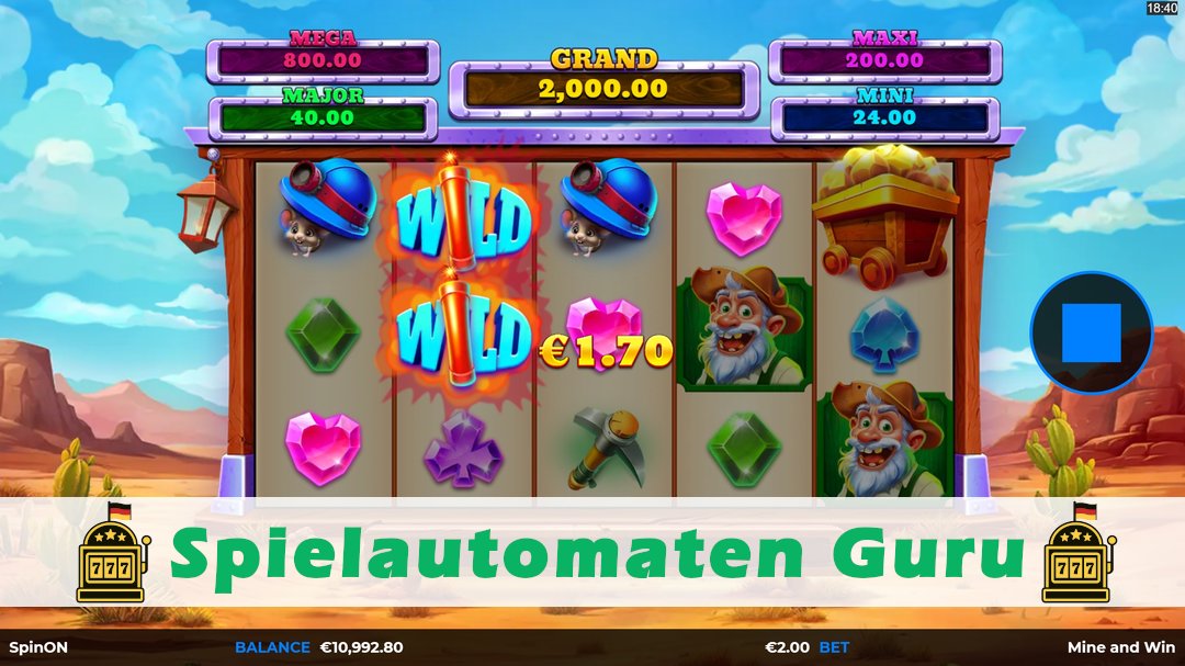 Screenshot der Demo-Version des Spiels Mine And Win Demo des Spielautomaten Mine And Win