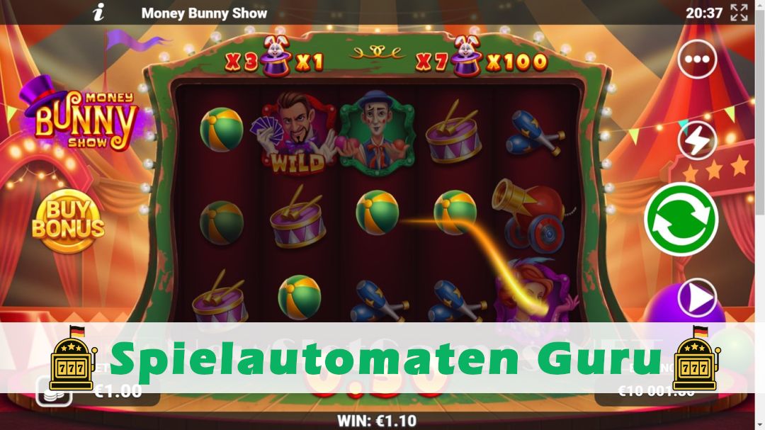 Screenshot der Demo-Version des Spiels Money Bunny Show Demo des Spielautomaten Money Bunny Show