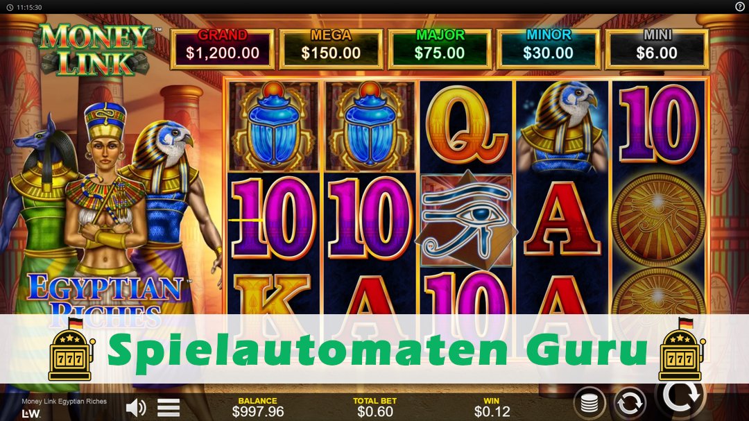 Screenshot der Demo-Version des Spiels Money Link Egyptian Riches Demo des Spielautomaten Money Link Egyptian Riches