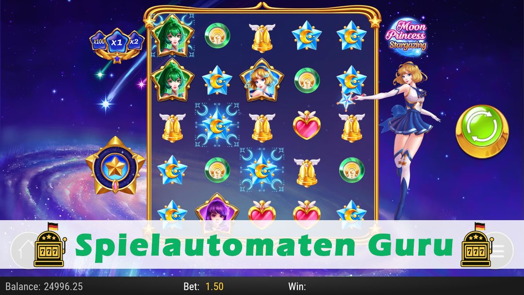 Screenshot der Demo-Version des Spiels Moon Princess Stargazing Demo des Spielautomaten Moon Princess Stargazing