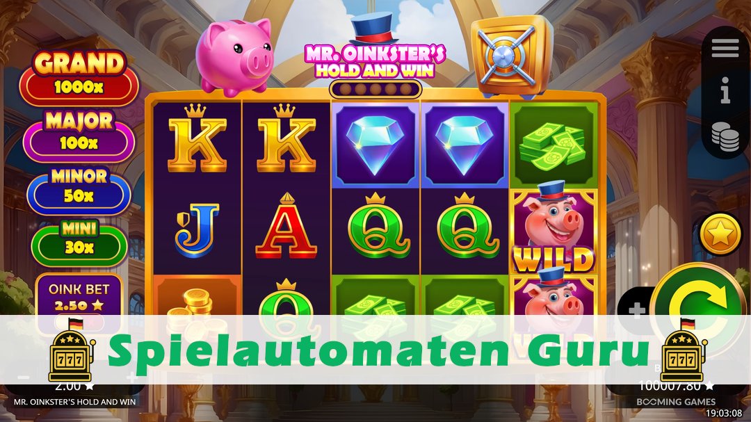 Screenshot der Demo-Version des Spiels Mr. Oinksters Hold and Win Demo des Spielautomaten Mr. Oinksters Hold and Win