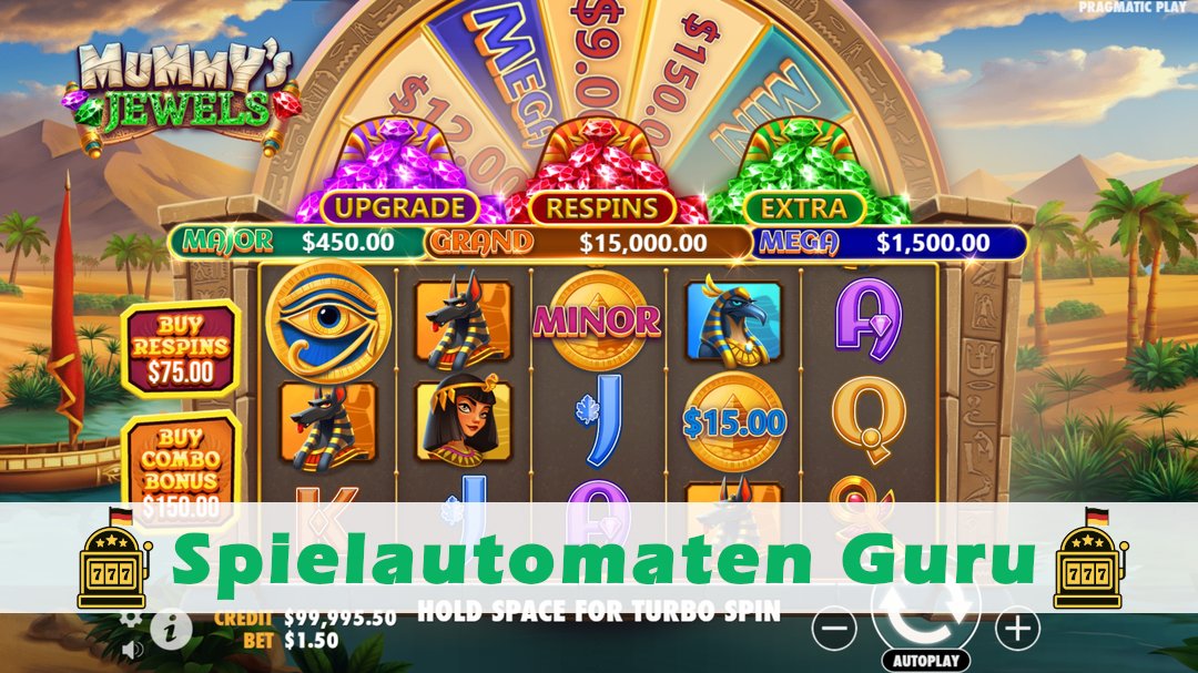 Screenshot der Demo-Version des Spiels Mummys Jewels Demo des Spielautomaten Mummys Jewels