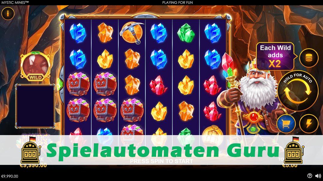 Screenshot der Demo-Version des Spiels Mystic Mines Demo des Spielautomaten Mystic Mines