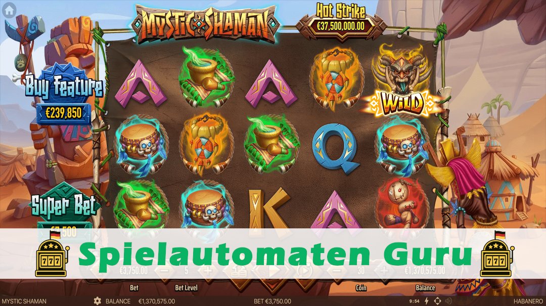 Screenshot der Demo-Version des Spiels Mystic Shaman Demo des Spielautomaten Mystic Shaman