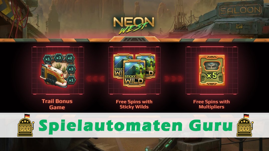 Screenshot der Demo-Version des Spiels Neon West Demo des Spielautomaten Neon West
