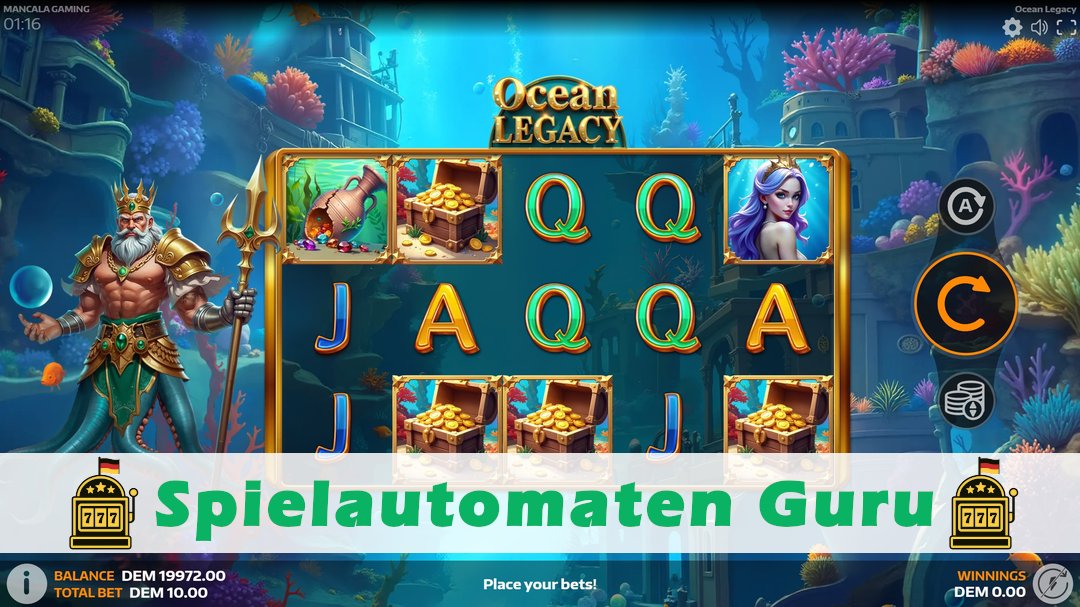 Screenshot der Demo-Version des Spiels Ocean Legacy Demo des Spielautomaten Ocean Legacy