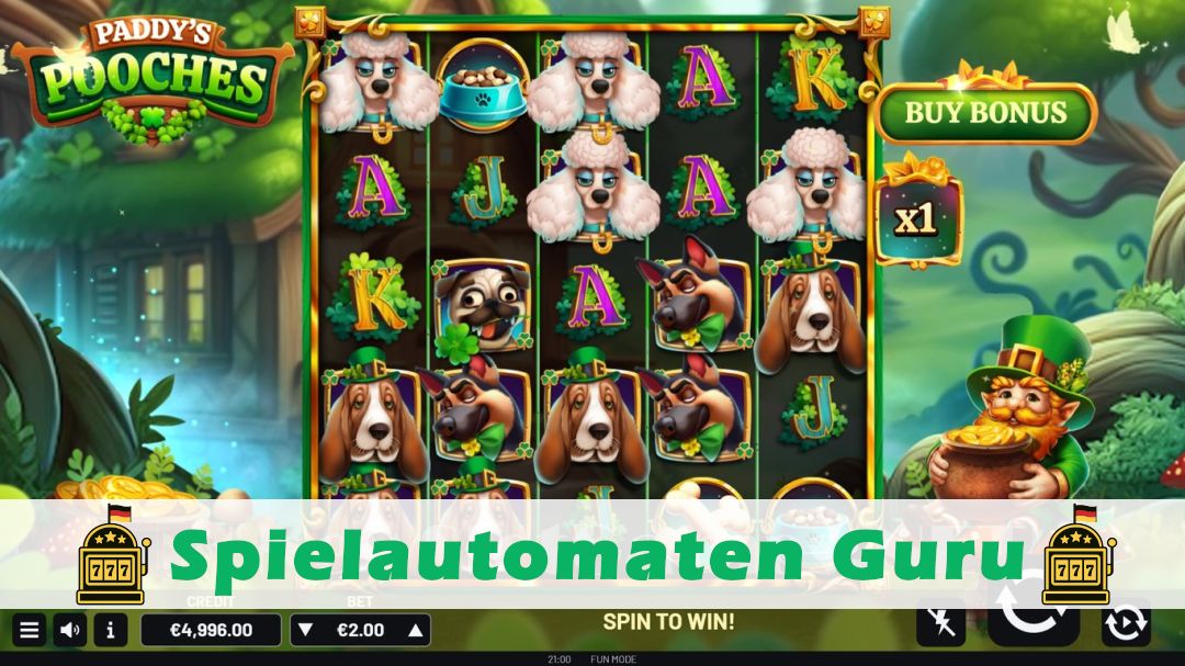 Screenshot der Demo-Version des Spiels Paddys Pooches Demo des Spielautomaten Paddys Pooches