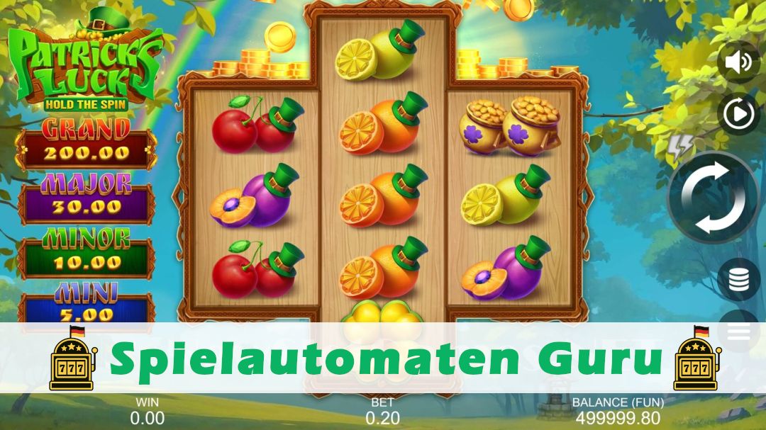Screenshot der Demo-Version des Spiels Patricks Luck Hold The Spin Demo des Spielautomaten Patricks Luck Hold The Spin
