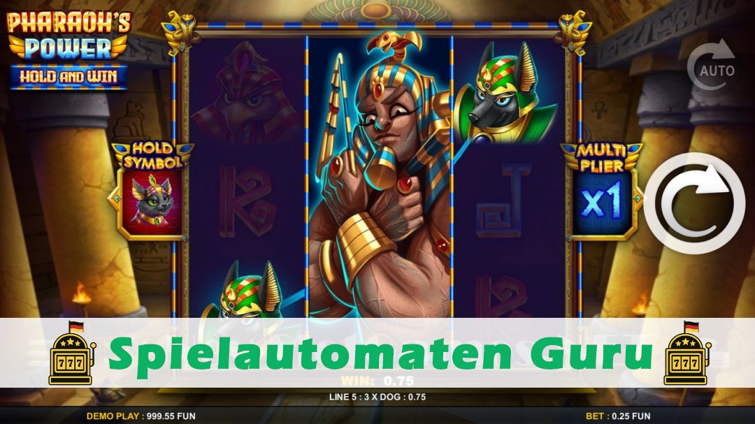 Screenshot der Demo-Version des Spiels Pharaohs Power Hold and Win Demo des Spielautomaten Pharaohs Power Hold and Win