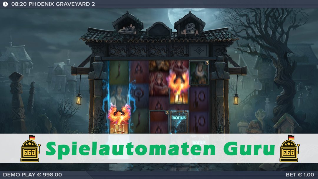 Screenshot der Demo-Version des Spiels Phoenix Graveyard 2 Demo des Spielautomaten Phoenix Graveyard 2