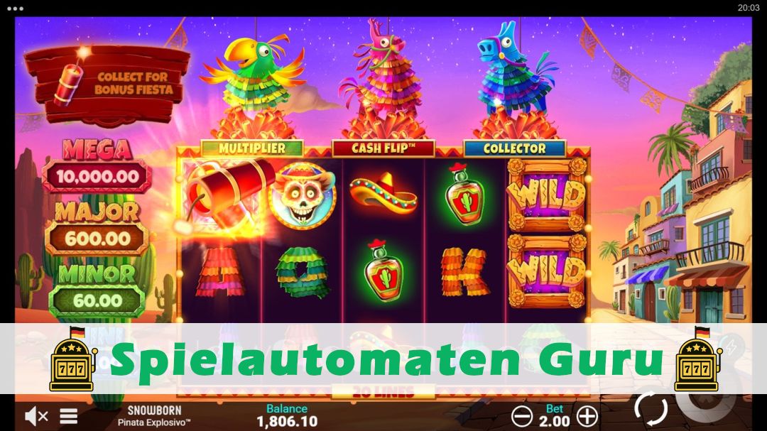 Screenshot der Demo-Version des Spiels Pinata Explosivo Demo des Spielautomaten Pinata Explosivo