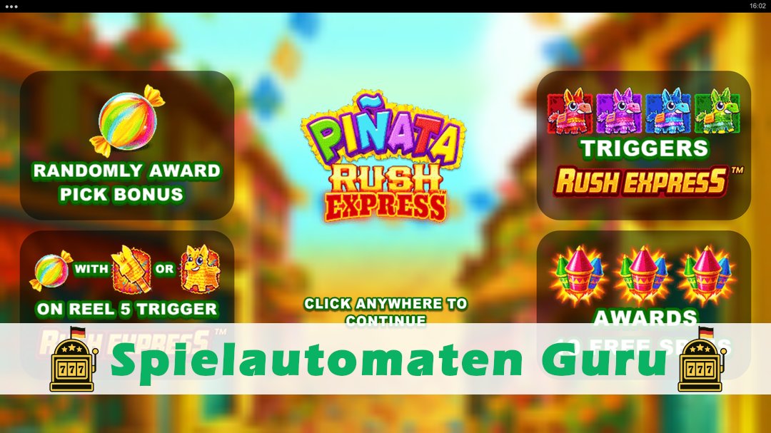 Screenshot der Demo-Version des Spiels Pinata Rush Express Demo des Spielautomaten Pinata Rush Express