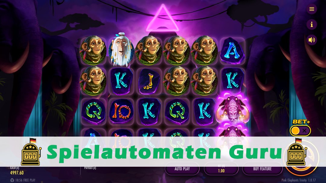 Screenshot der Demo-Version des Spiels Pink Elephants Trinity Demo des Spielautomaten Pink Elephants Trinity