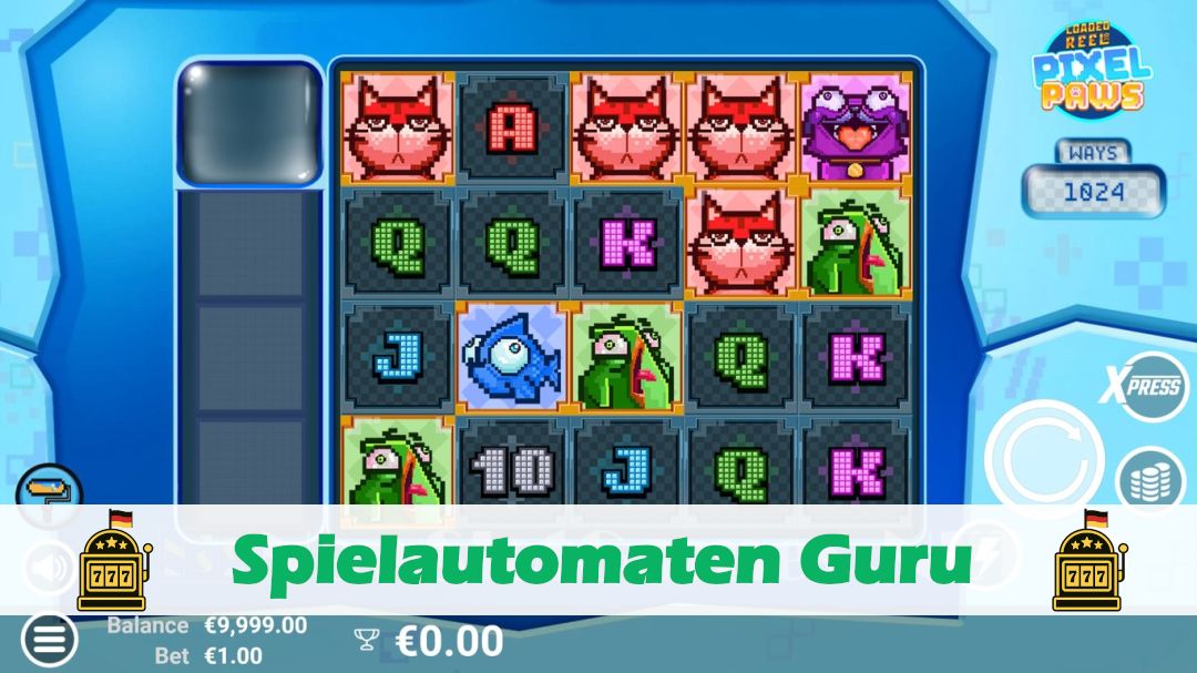 Screenshot der Demo-Version des Spiels Pixel Paws Demo des Spielautomaten Pixel Paws