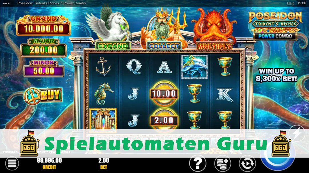 Screenshot der Demo-Version des Spiels Poseidon Tridents Riches Power Combo Demo des Spielautomaten Poseidon Tridents Riches Power Combo