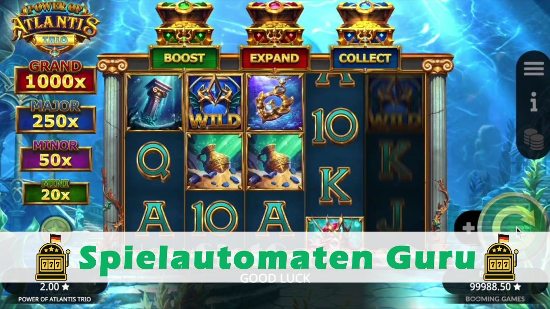 Screenshot der Demo-Version des Spiels Power of Atlantis Trio Demo des Spielautomaten Power of Atlantis Trio