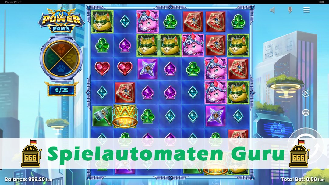 Screenshot der Demo-Version des Spiels Power Paws Demo des Spielautomaten Power Paws